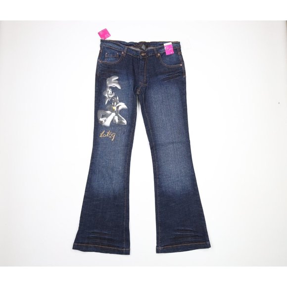 NOS Vintage Y2K Lot 29 Womens Size 11 Looney Tunes Wide Leg Flared Denim Jeans